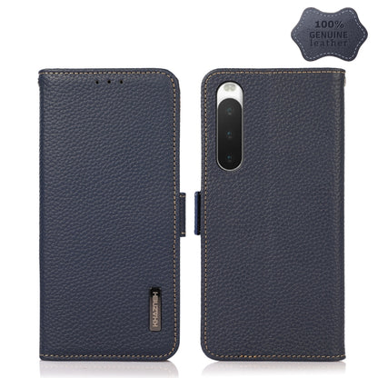 KHAZNEH Side-Magnetic Litchi Genuine Leather RFID Phone Case