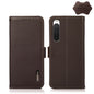 KHAZNEH Side-Magnetic Litchi Genuine Leather RFID Phone Case