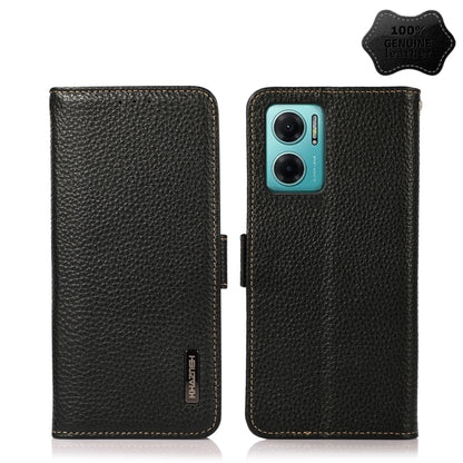 KHAZNEH Side-Magnetic Litchi Genuine Leather RFID Phone Case