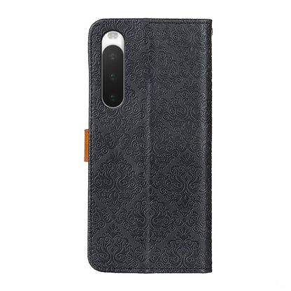 European Floral Embossed Leather Phone Case