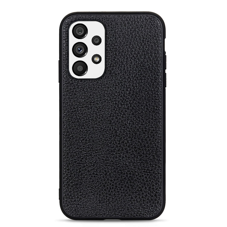 Accurate Hole Litchi Texture Genuine Leather Phone Case