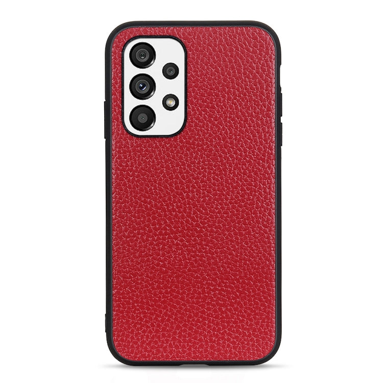 Accurate Hole Litchi Texture Genuine Leather Phone Case