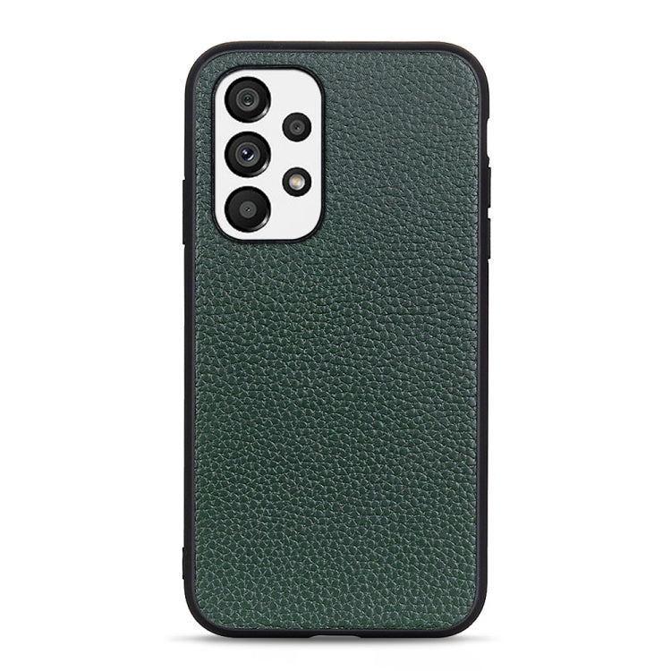 Accurate Hole Litchi Texture Genuine Leather Phone Case