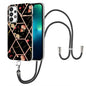 Splicing Marble Flower Pattern TPU Phone Case with Lanyard