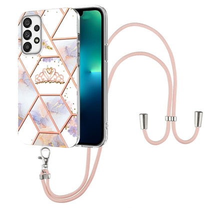 Splicing Marble Flower Pattern TPU Phone Case with Lanyard