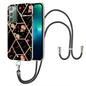 Splicing Marble Flower Pattern TPU Phone Case with Lanyard