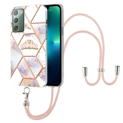 Splicing Marble Flower Pattern TPU Phone Case with Lanyard