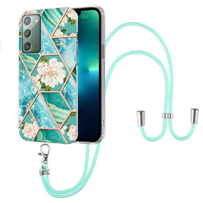 Splicing Marble Flower Pattern TPU Phone Case with Lanyard