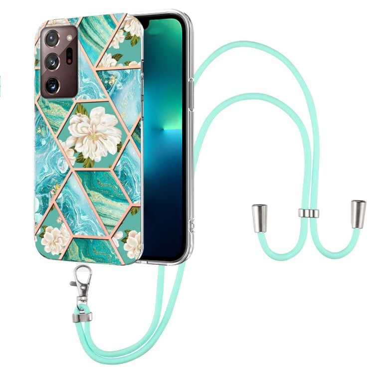 Splicing Marble Flower Pattern TPU Phone Case with Lanyard