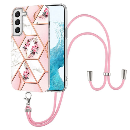 Splicing Marble Flower Pattern TPU Phone Case with Lanyard