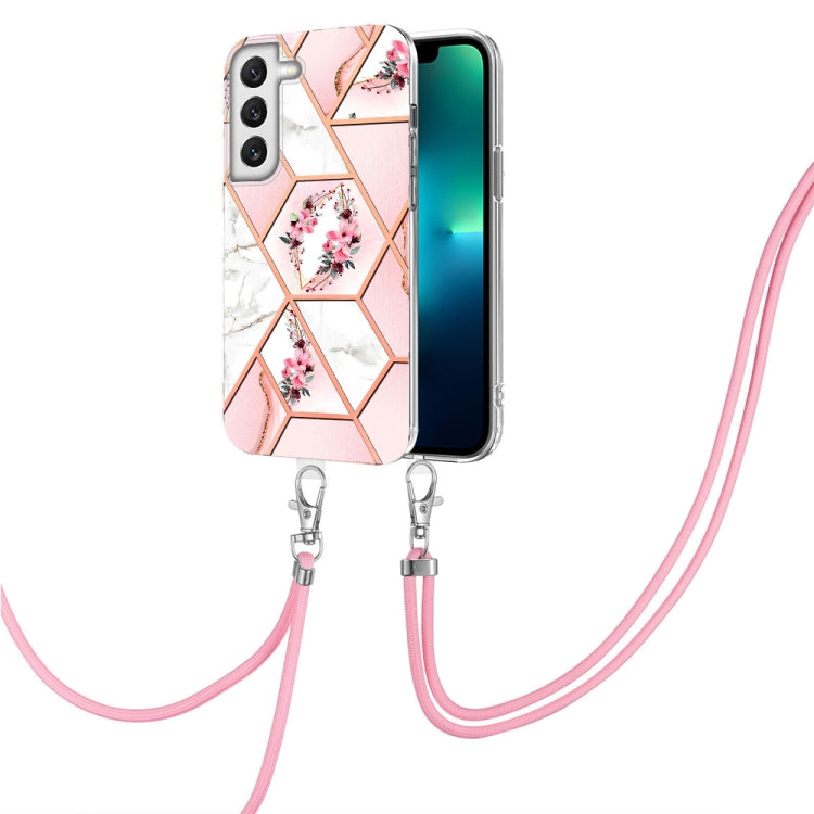 Splicing Marble Flower Pattern TPU Phone Case with Lanyard