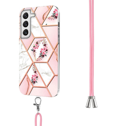 Splicing Marble Flower Pattern TPU Phone Case with Lanyard