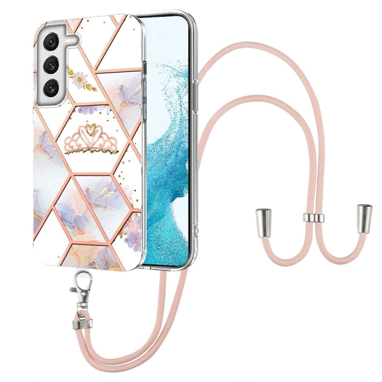 Splicing Marble Flower Pattern TPU Phone Case with Lanyard