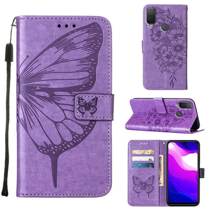 Embossed Butterfly Leather Phone Case, For Alcatel 1L 2021, For Google Pixel 6a 5G, For Google Pixel 7 5G