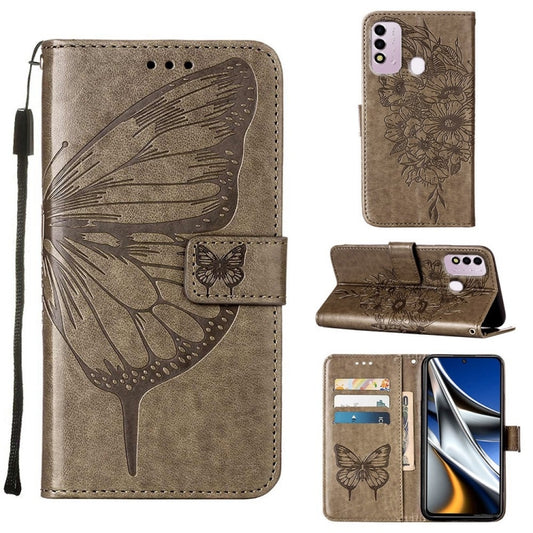 Embossed Butterfly Leather Phone Case, For Itel P37 / Vision 2s