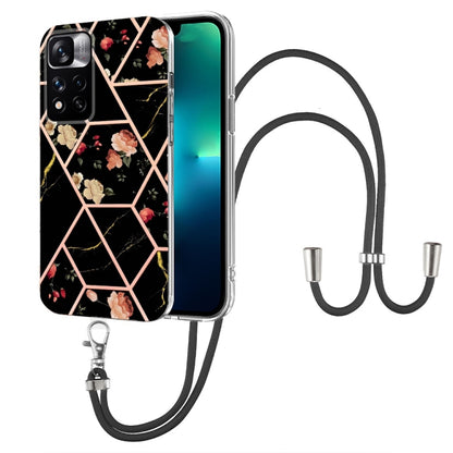 Splicing Marble Flower Pattern TPU Phone Case with Lanyard, For OnePlus Nord N20 5G, For Xiaomi Redmi Note 9 / 10X 4G, For Xiaomi Redmi Note 11 5G Chinese, For Xiaomi Redmi Note 11 Pro 5G / 4G Foreign, For Xiaomi Redmi Note 11 Pro / Note 11 Pro+       ...