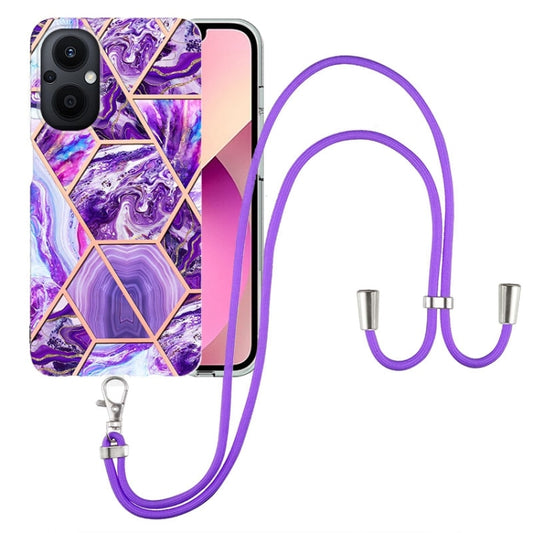 Electroplating Splicing Marble TPU Phone Case with Lanyard, For OnePlus Nord N20 5G, For Xiaomi Redmi Note 9 / 10X 4G, For Xiaomi Redmi Note 11 5G Chinese, For Xiaomi Redmi Note 11 Pro 5G / 4G Foreign
