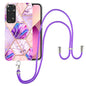 Electroplating Splicing Marble TPU Phone Case with Lanyard, For Xiaomi Redmi Note 11 Pro / Note 11 Pro+, For Xiaomi Redmi Note 11S/Note 11 4G Foreign