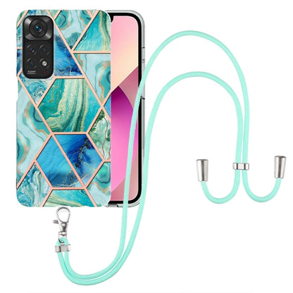 Electroplating Splicing Marble TPU Phone Case with Lanyard, For Xiaomi Redmi Note 11 Pro / Note 11 Pro+, For Xiaomi Redmi Note 11S/Note 11 4G Foreign