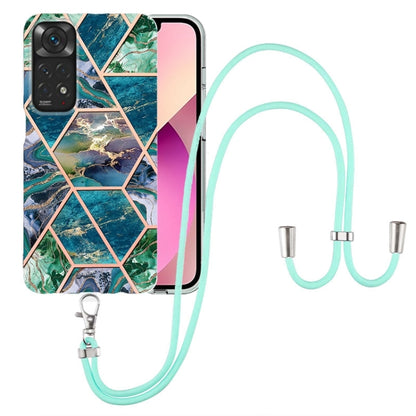 Electroplating Splicing Marble TPU Phone Case with Lanyard, For Xiaomi Redmi Note 11 Pro / Note 11 Pro+, For Xiaomi Redmi Note 11S/Note 11 4G Foreign