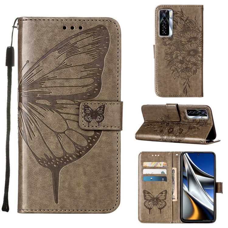 Embossed Butterfly Leather Phone Case, For Tecno Camon 17 Pro, For Tecno Camon 18 Premier, For Tecno Camon 18i
