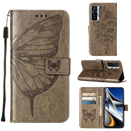 Embossed Butterfly Leather Phone Case, For Tecno Camon 17 Pro, For Tecno Camon 18 Premier, For Tecno Camon 18i