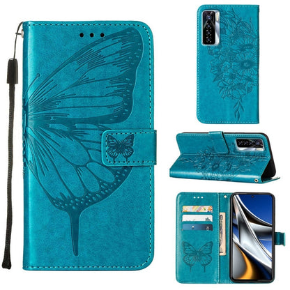 Embossed Butterfly Leather Phone Case, For Tecno Camon 17 Pro, For Tecno Camon 18 Premier, For Tecno Camon 18i