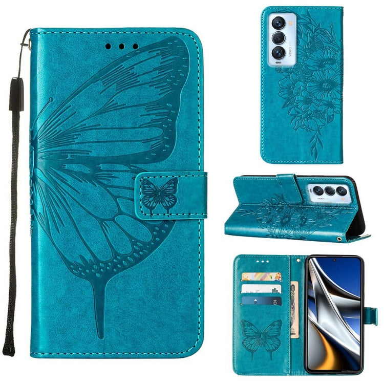 Embossed Butterfly Leather Phone Case, For Tecno Camon 17 Pro, For Tecno Camon 18 Premier, For Tecno Camon 18i