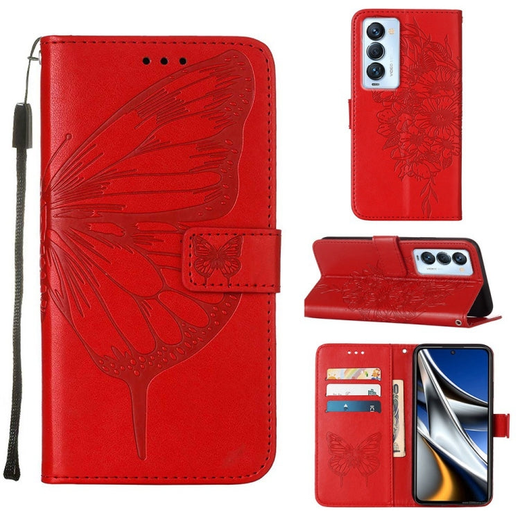 Embossed Butterfly Leather Phone Case, For Tecno Camon 17 Pro, For Tecno Camon 18 Premier, For Tecno Camon 18i