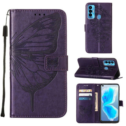Embossed Butterfly Leather Phone Case, For Tecno Camon 17 Pro, For Tecno Camon 18 Premier, For Tecno Camon 18i
