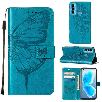Embossed Butterfly Leather Phone Case, For Tecno Camon 17 Pro, For Tecno Camon 18 Premier, For Tecno Camon 18i