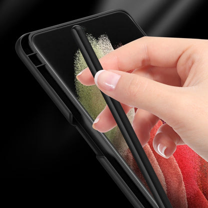 GKK Ultra-thin Shockproof Phone Case with Holder & Pen Slots & Stylus Pen, For Samsung Galaxy S21 Ultra 5G