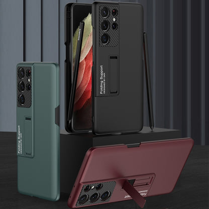 GKK Ultra-thin Shockproof Phone Case with Holder & Pen Slots & Stylus Pen, For Samsung Galaxy S21 Ultra 5G