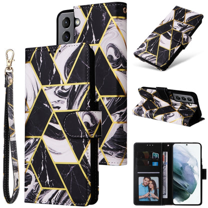 Marble Bronzing Stitching Leather Phone Case