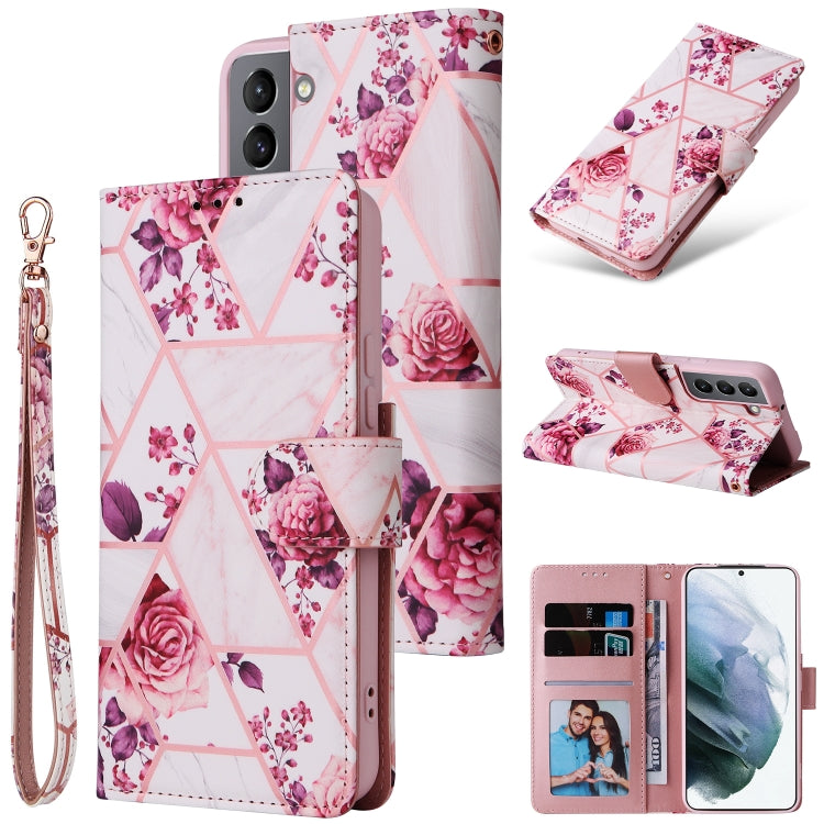 Marble Bronzing Stitching Leather Phone Case