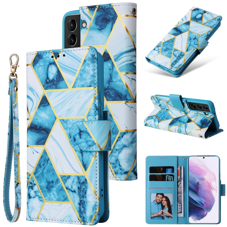 Marble Bronzing Stitching Leather Phone Case