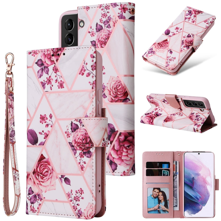 Marble Bronzing Stitching Leather Phone Case