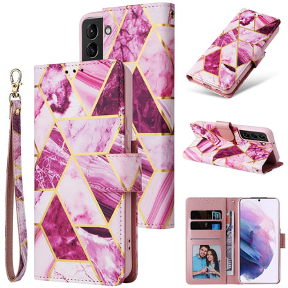 Marble Bronzing Stitching Leather Phone Case