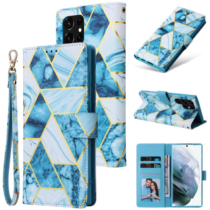 Marble Bronzing Stitching Leather Phone Case