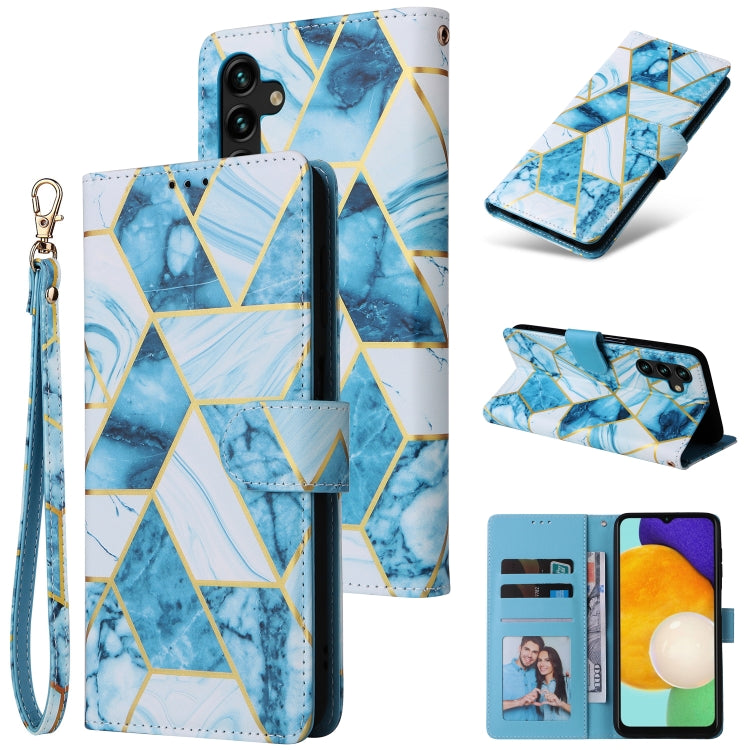 Marble Bronzing Stitching Leather Phone Case