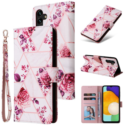 Marble Bronzing Stitching Leather Phone Case