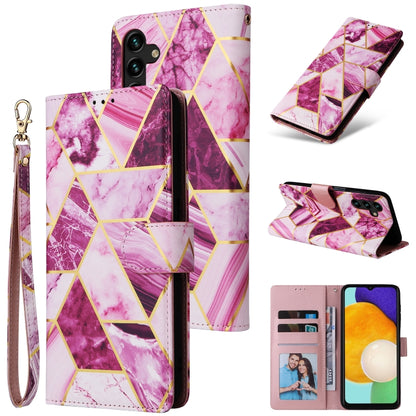 Marble Bronzing Stitching Leather Phone Case