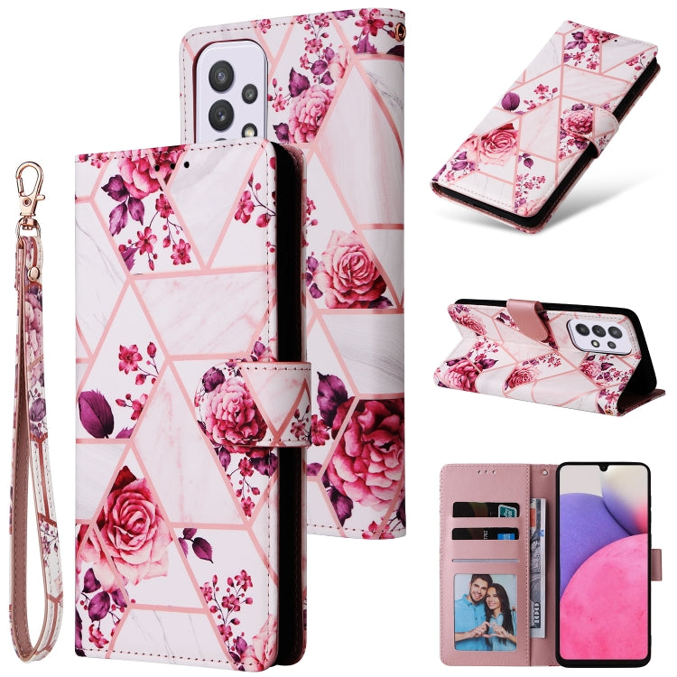 Marble Bronzing Stitching Leather Phone Case