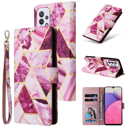 Marble Bronzing Stitching Leather Phone Case