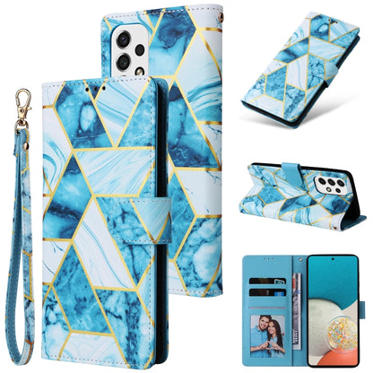 Marble Bronzing Stitching Leather Phone Case