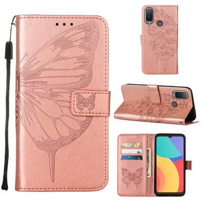Embossed Butterfly Leather Phone Case, For Alcatel 1L 2021, For Motorola Moto G 5G 2022, For Motorola Moto G52
