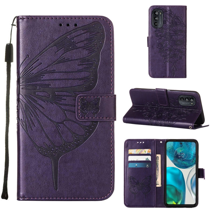 Embossed Butterfly Leather Phone Case, For Alcatel 1L 2021, For Motorola Moto G 5G 2022, For Motorola Moto G52