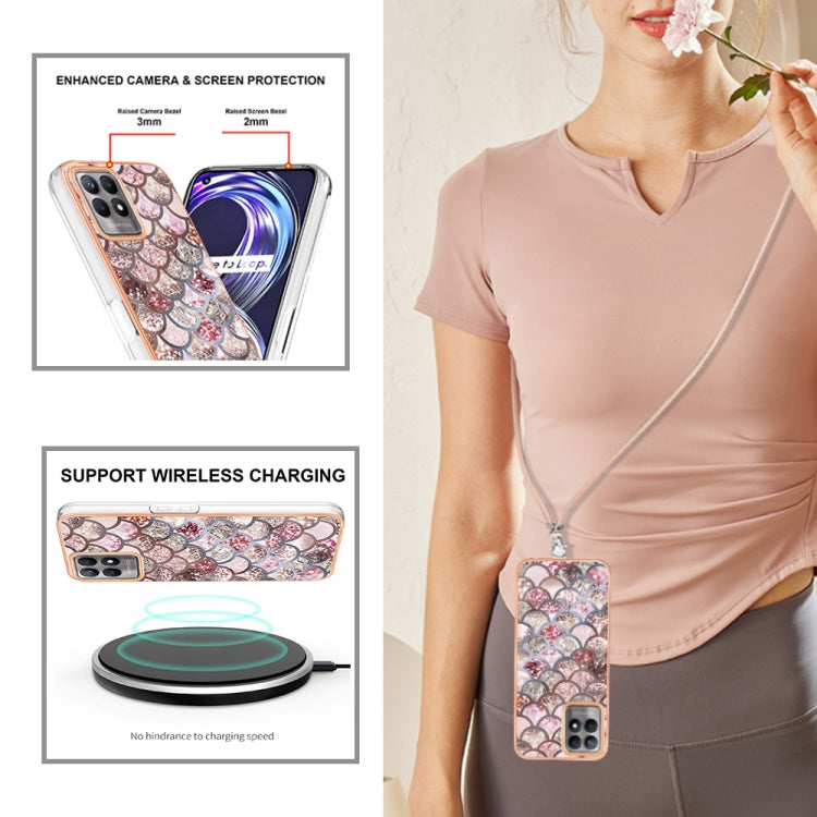 Electroplating IMD TPU Phone Case with Lanyard, For OPPO Realme 8i, For OPPO Realme 9 Pro+ 5G, For OPPO Realme 9 Pro 5G, For OPPO Realme 9i / A36 / A96 4G