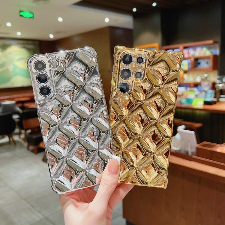 Rhombic Texture Electroplated TPU Phone Case, For Samsung Galaxy S22 Ultra 5G