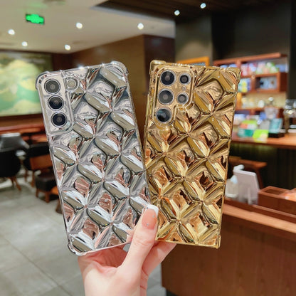Rhombic Texture Electroplated TPU Phone Case, For Samsung Galaxy S22 Ultra 5G